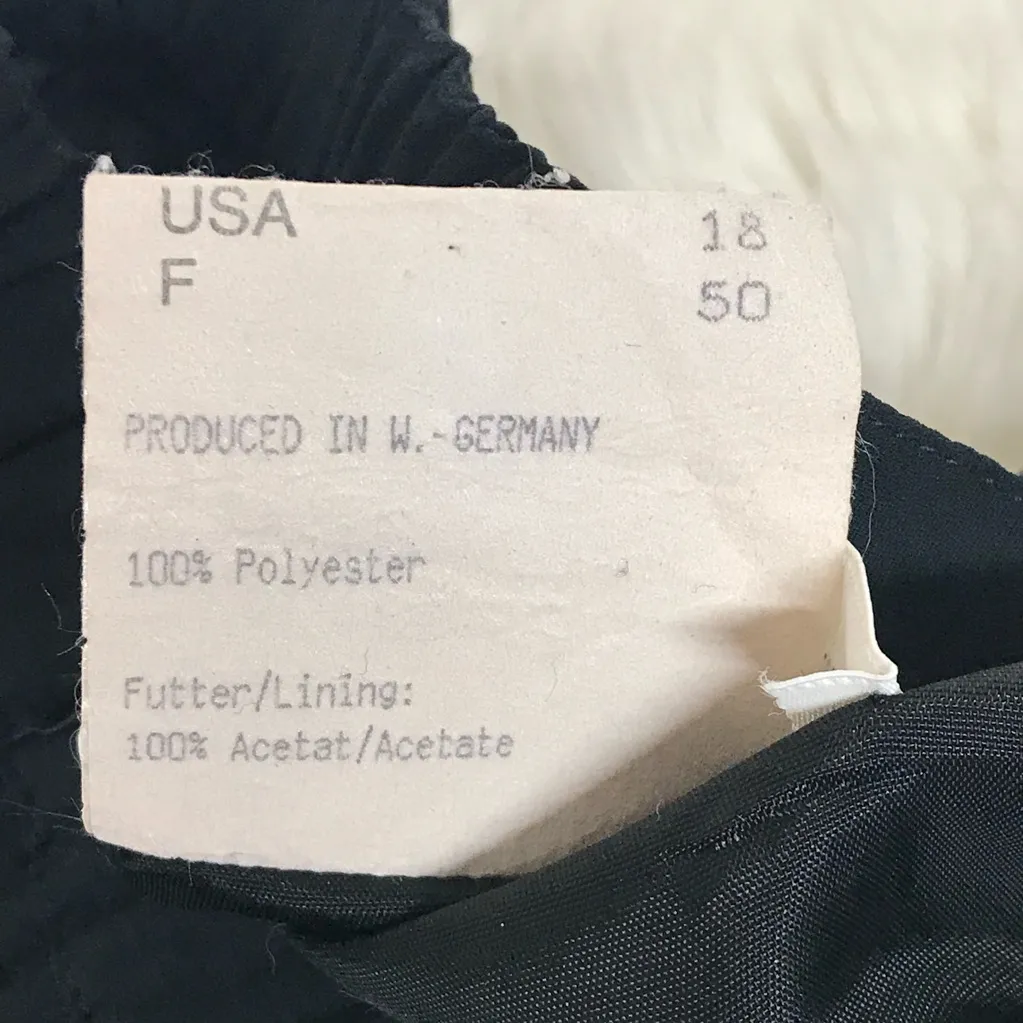 VINTAGE 80s Black Pleated Drop Waist Midi Skirt Plus Size 18 West Germany - Image 7