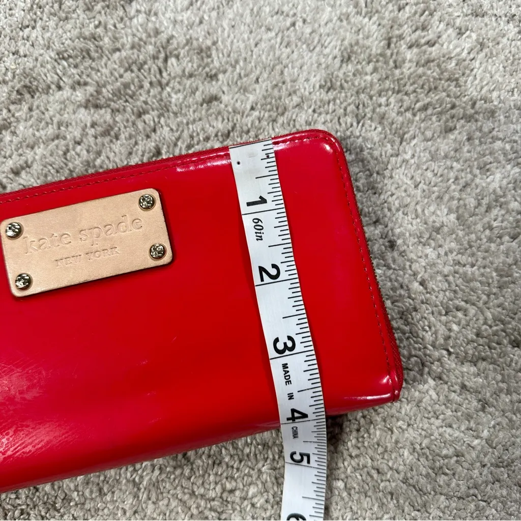 Kate Spade Women’s Red Patent Leather Zip Around Wallet - Image 15