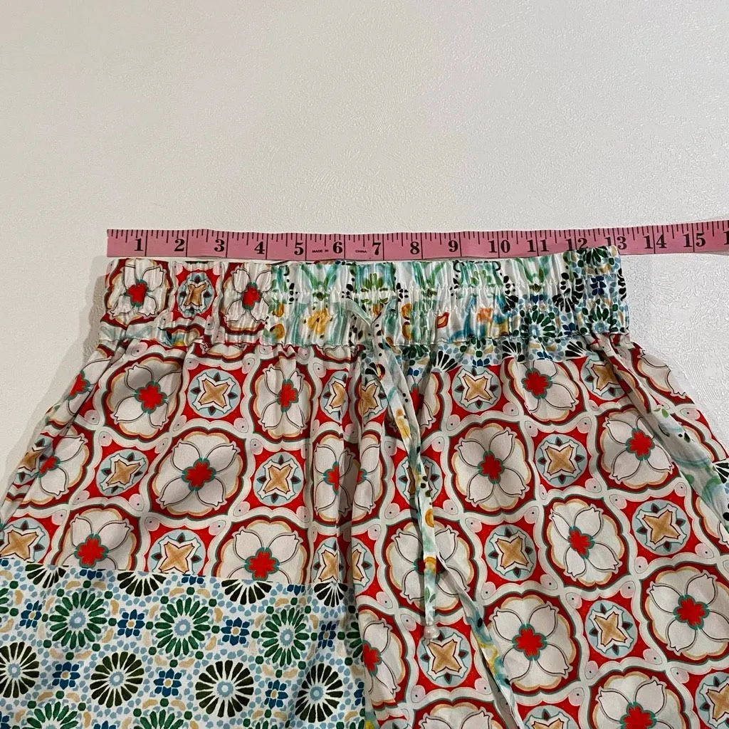 ZARA Printed Satin Shorts • Size S • Patchwork Boho Tile Print • Lightweight Sum - Image 7