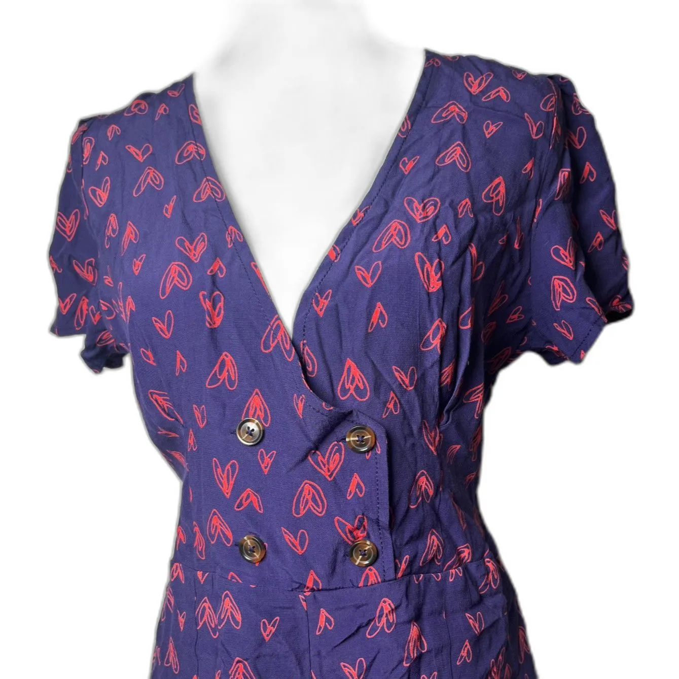 Urban Outfitters UO Juliette Heart Printed Short Sleeve Romper Size Large NWOT - Image 7