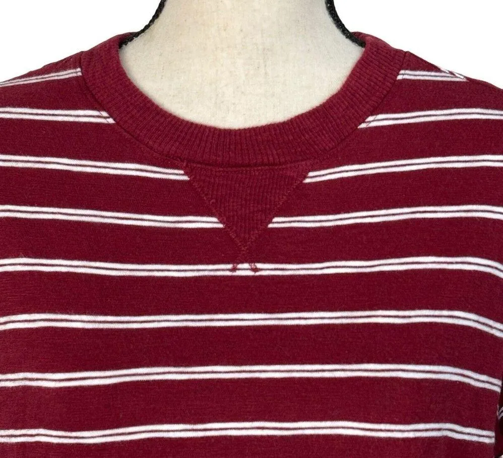 Hollister X-Small Cropped Tee-Shirt Top Striped Crew Neck Long Sleeve Oversized - Image 2