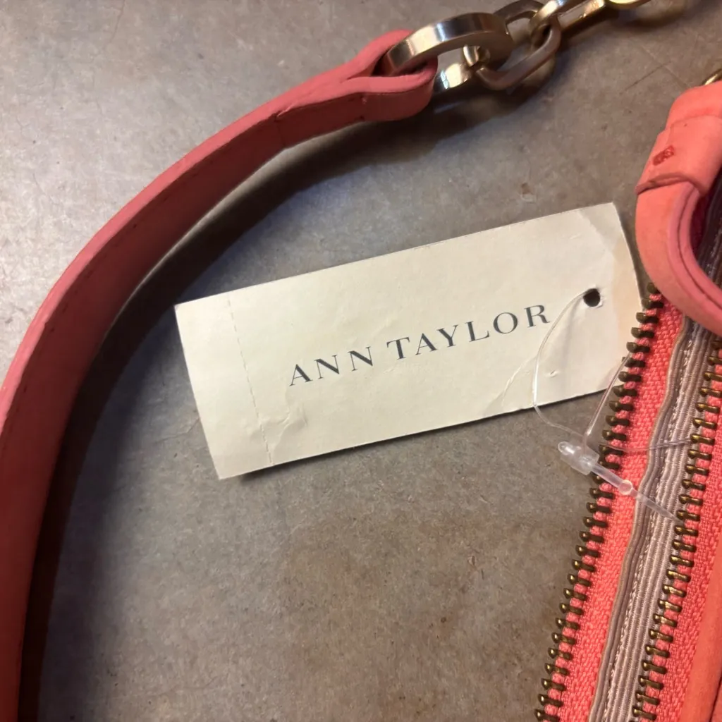 Ann Taylor Womens Small Pink Salmon Leather Handbag Clutch Bag Purse charm NWT - Image 4