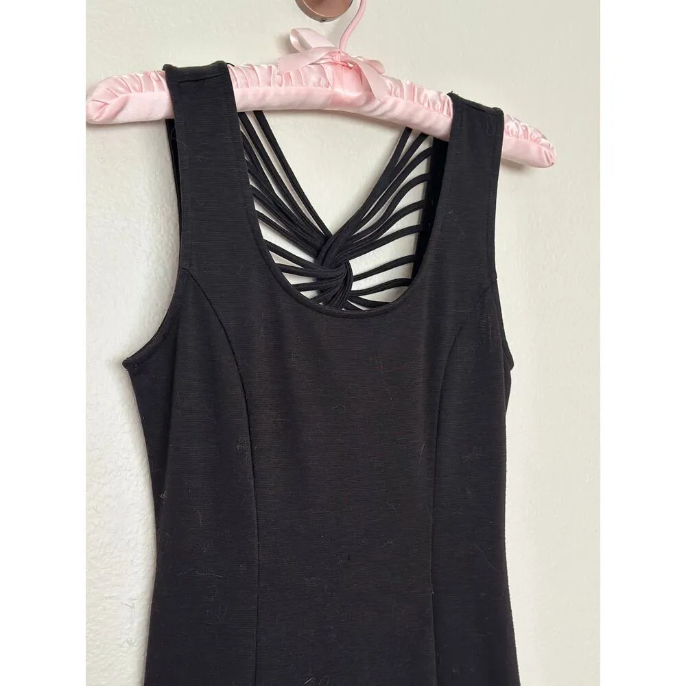 Vintage Y2K Forever 21 Small Black Strappy Back Butterfly Cutout Mini Dress - Image 3