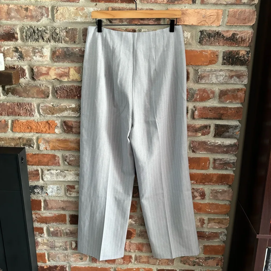 Lulus Gray Pinstripe Wide Leg Trouser Pants, M - Image 6