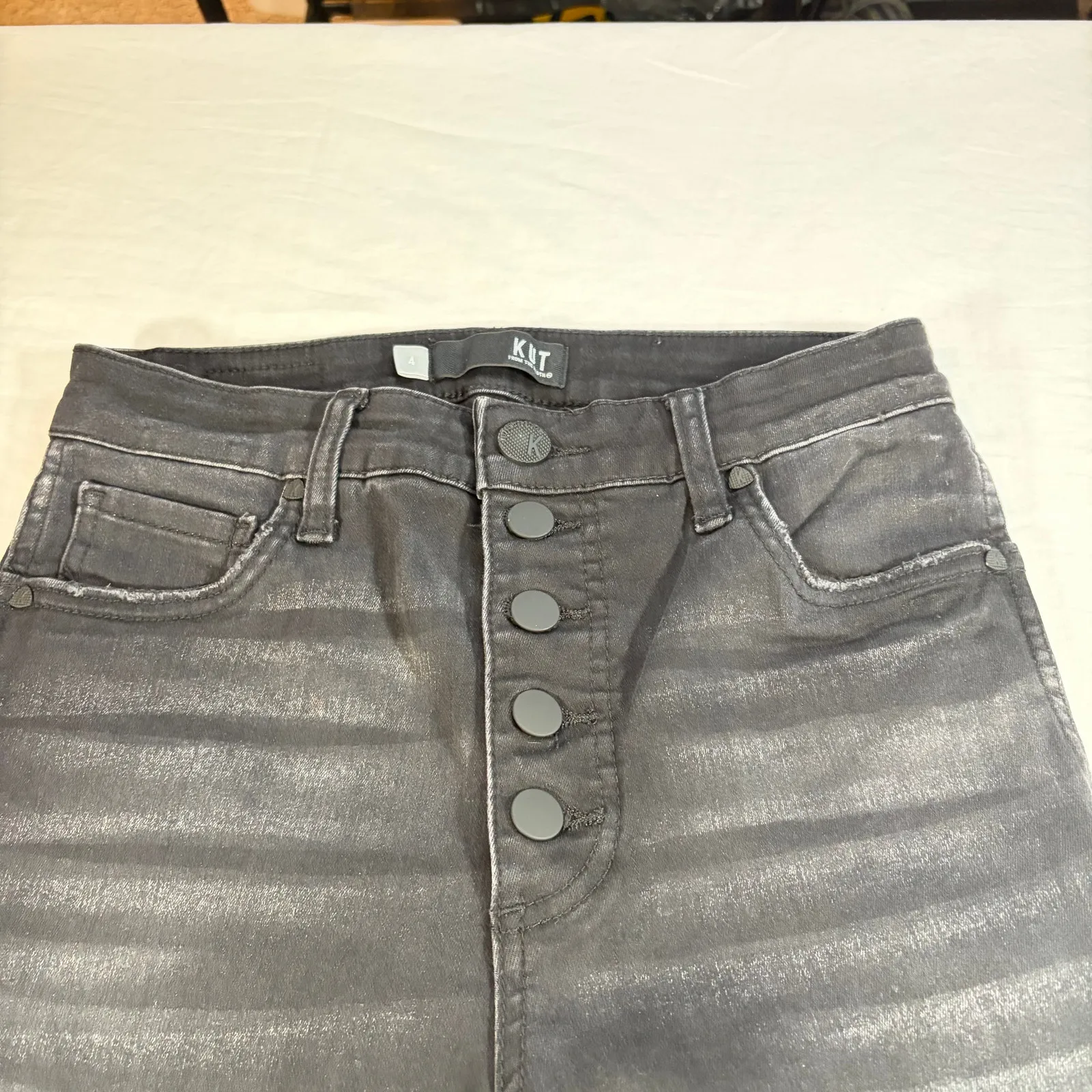 Kut from the Kloth women Mia high rise fab ab skinny black jeans.  Size 4. denim - Image 5