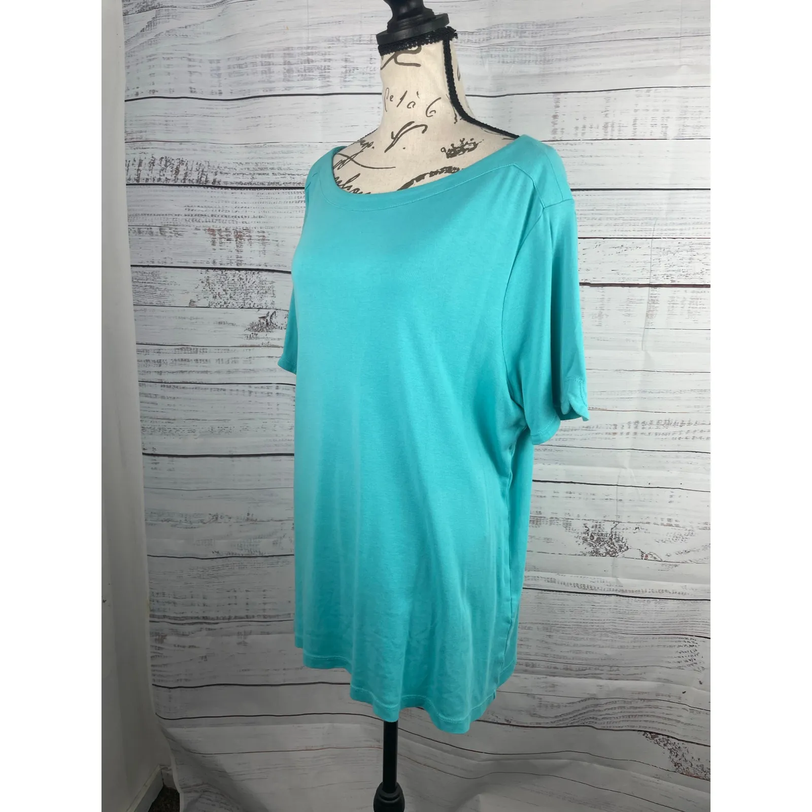 Chicos 3 Tee Shirt Womens XL Blue Boat Neck Short Sleeves Cotton - Image 5