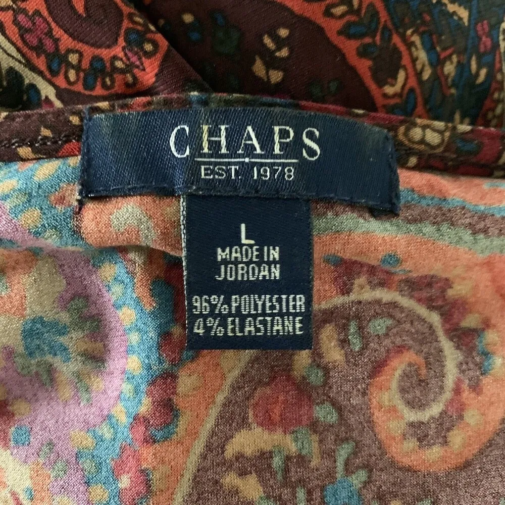 CHAPS Womens Size Large Multicolor Paisley Boho Print Surplice Blouse Top - Image 4