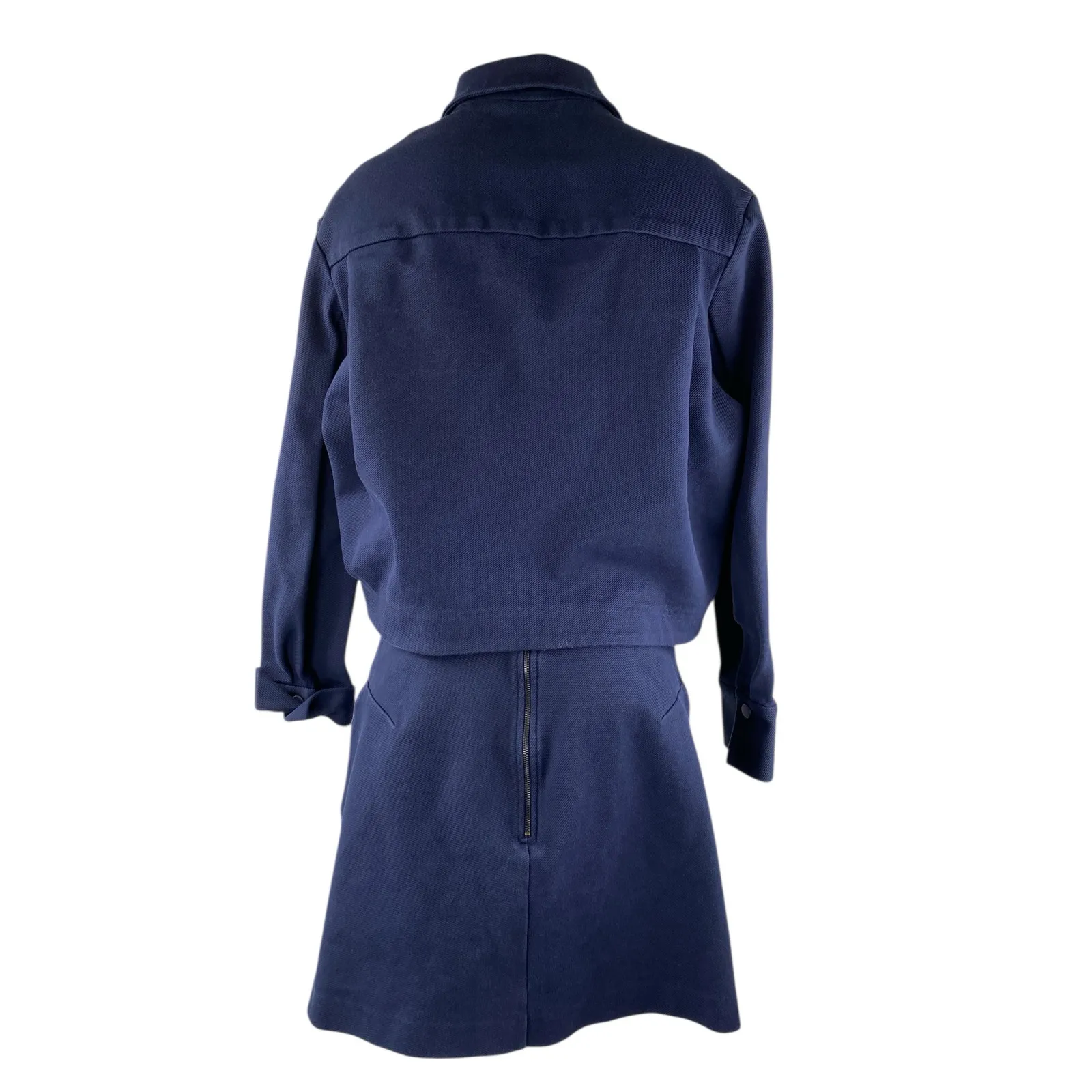 COS Womens Navy Blue Twill Long Sleeve Crop Jacket Mini Skirt 2 Piece Set Size M - Image 2