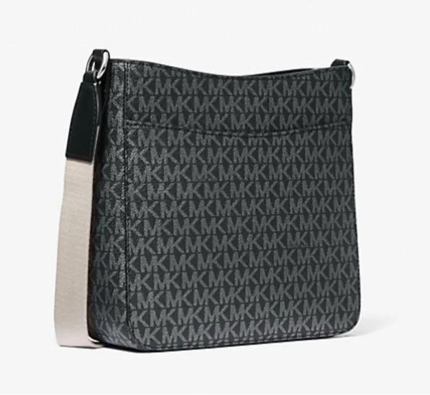 Michael Kors Jet Set Travel Crossbody Black & Silver Bag - Image 3