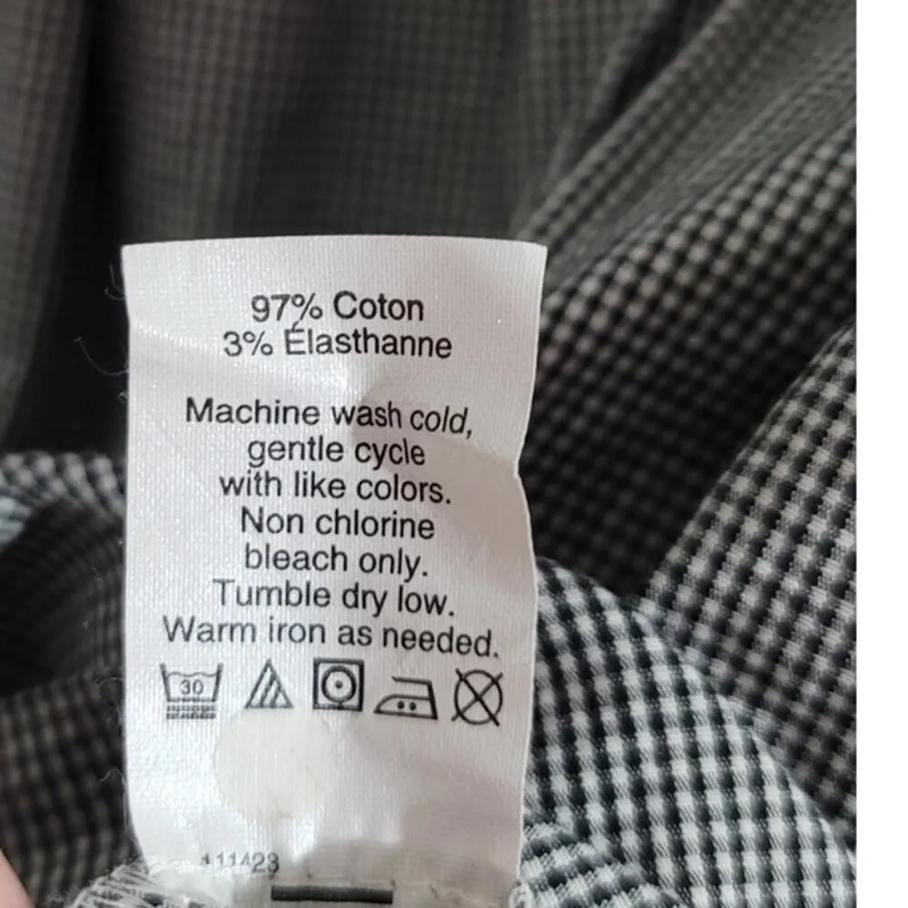 J Crew Penny Peasant Gingham Square Neck 3/4 Sleeve Top Black White XS - Image 7