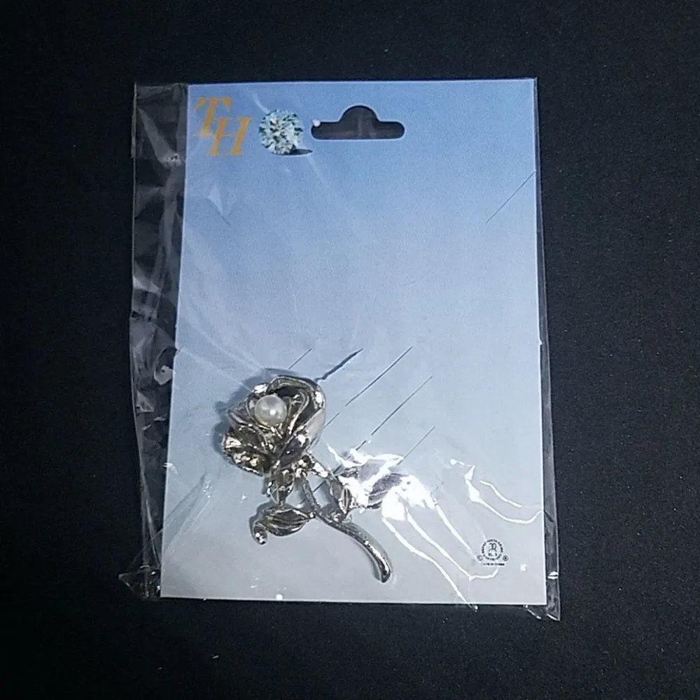 NWT Silver Rose Brooch Silver - Image 2