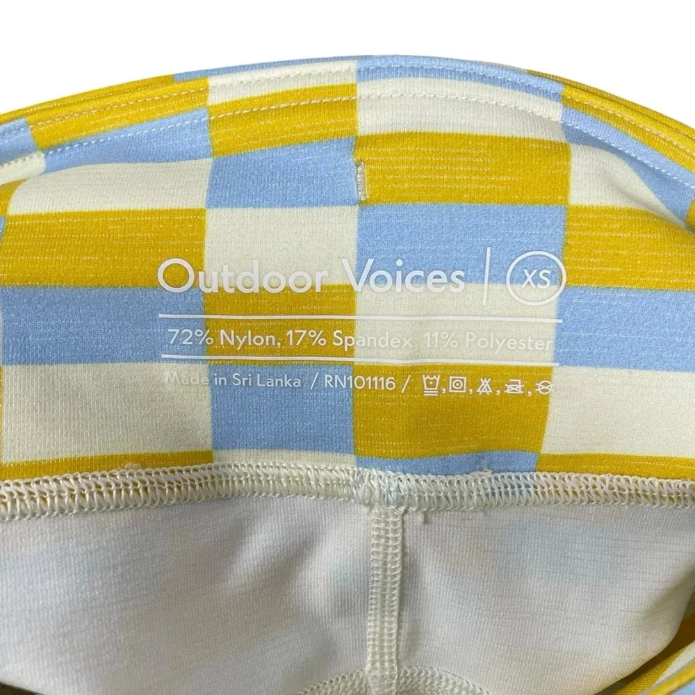 NWT Outdoor Voices TechSweat 3.5'’ Checkered Bike Shorts in Blue/Yellow Size XS - Image 10