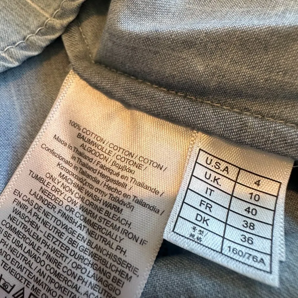 Brooks Brothers Red Fleece Light Denim Shirt Dress Chambray Stripe Size 4 Womens - Image 12