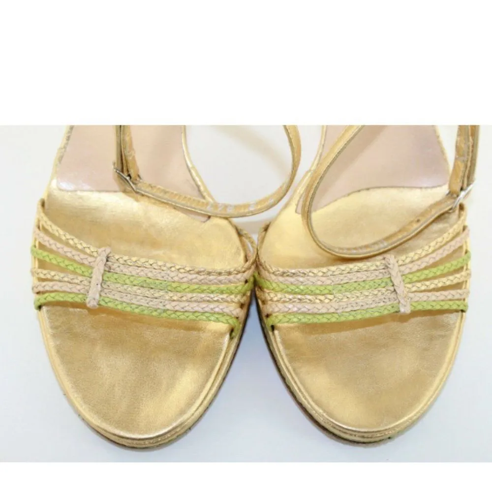 Cole Haan Gold Leather Open Toe Ankle Strap Heels - Image 7