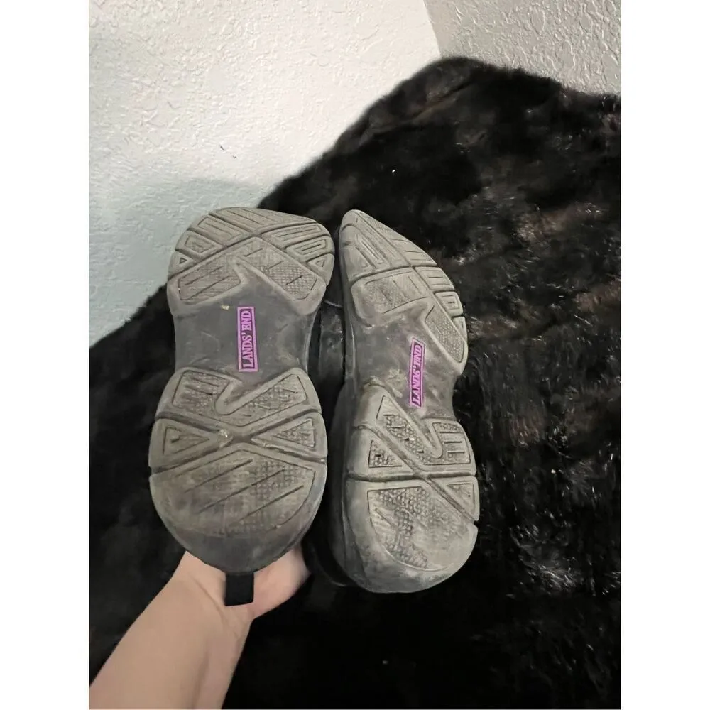 LANDS END All Weather Womens Zip Suede Sneaker Shoes Low Top Black 487606 Sz 7.5 - Image 4