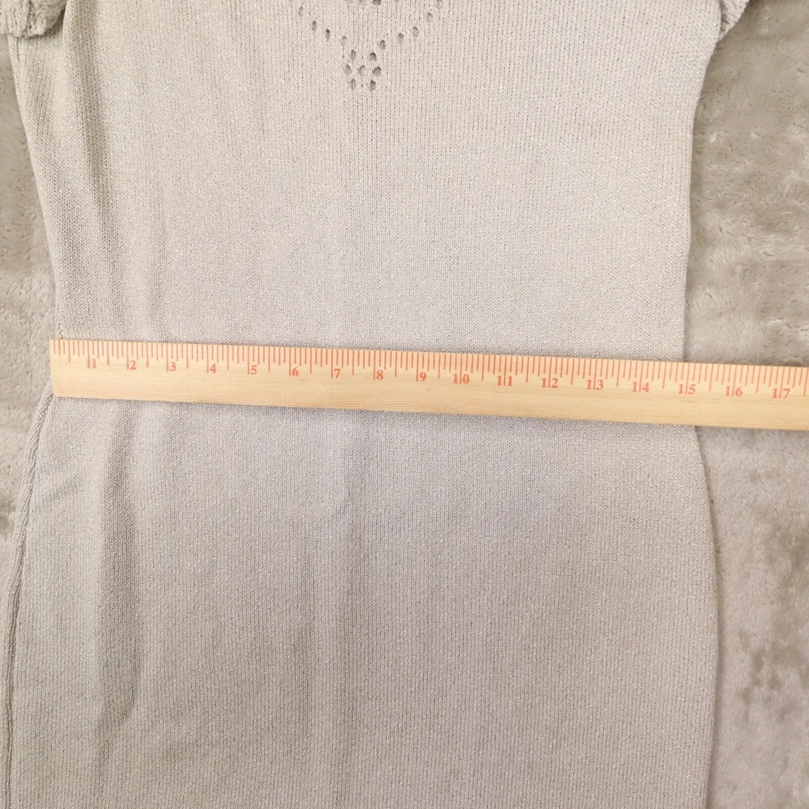 St. John Silver Shimmer Short Sleeve Sweater Midi Dress‎ Women's size 2 NWT - Image 11