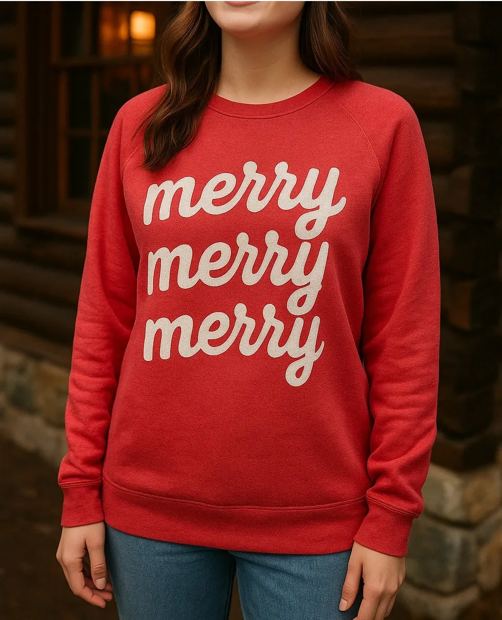 Alternative Apparel "Merry Merry Merry" Red Christmas Sweatshirt Size XL - Image 1