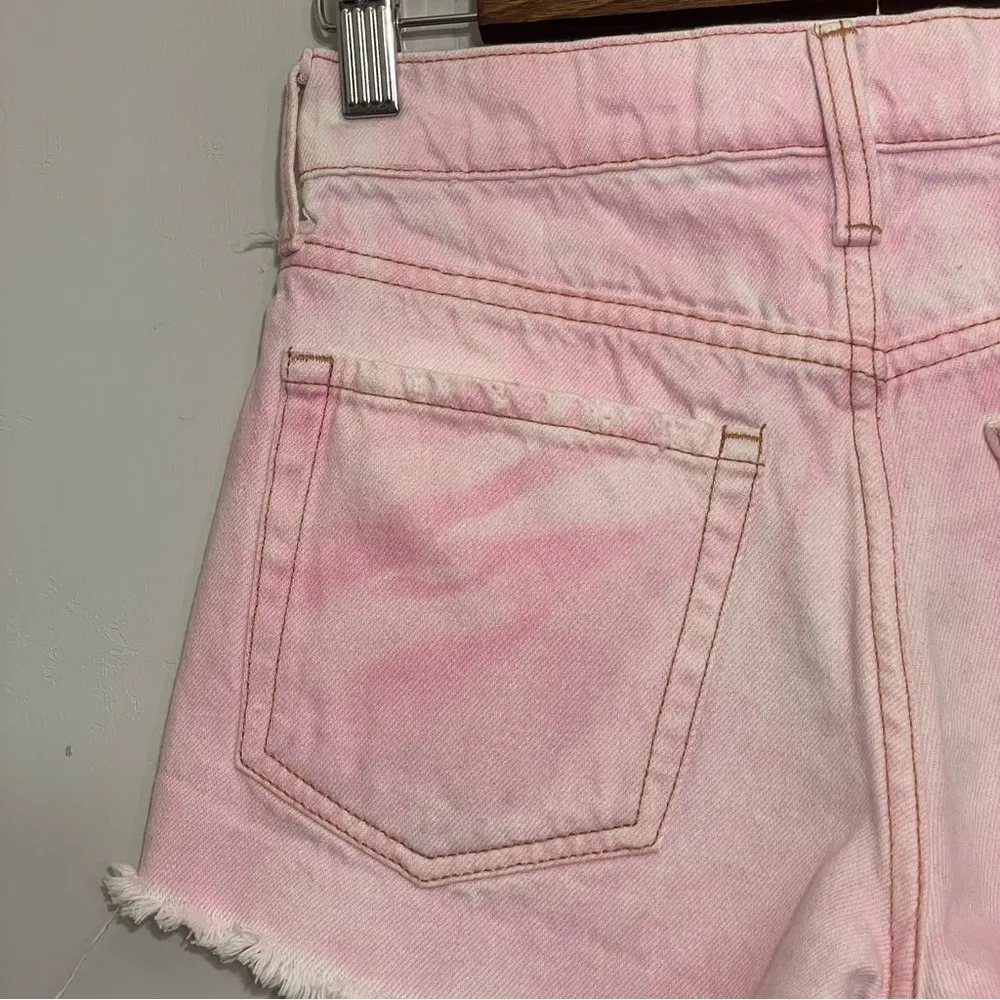 Aeropostale high rise Shorty Denim Shorts Tie Dye pink 000 - Image 8