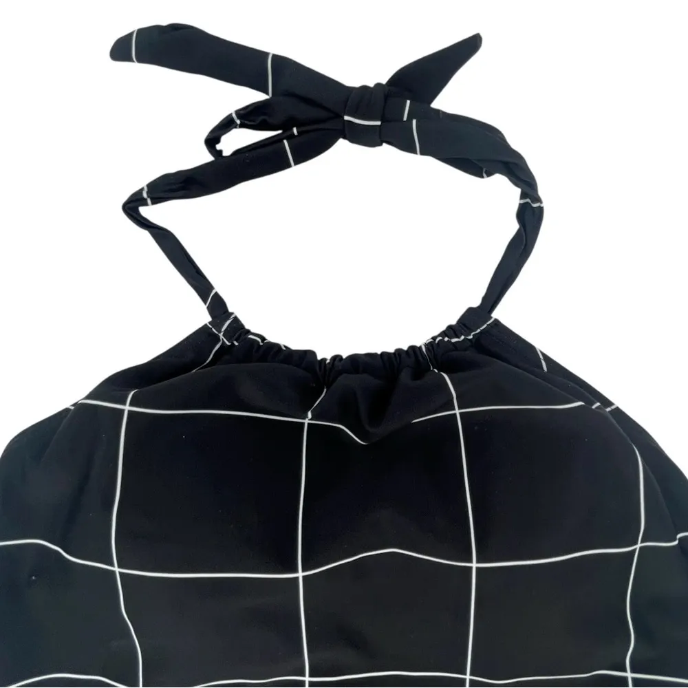 NWT Janela Bay Black Windowpane Halter Tankini Size Medium Modest Swimsuit Set - Image 5