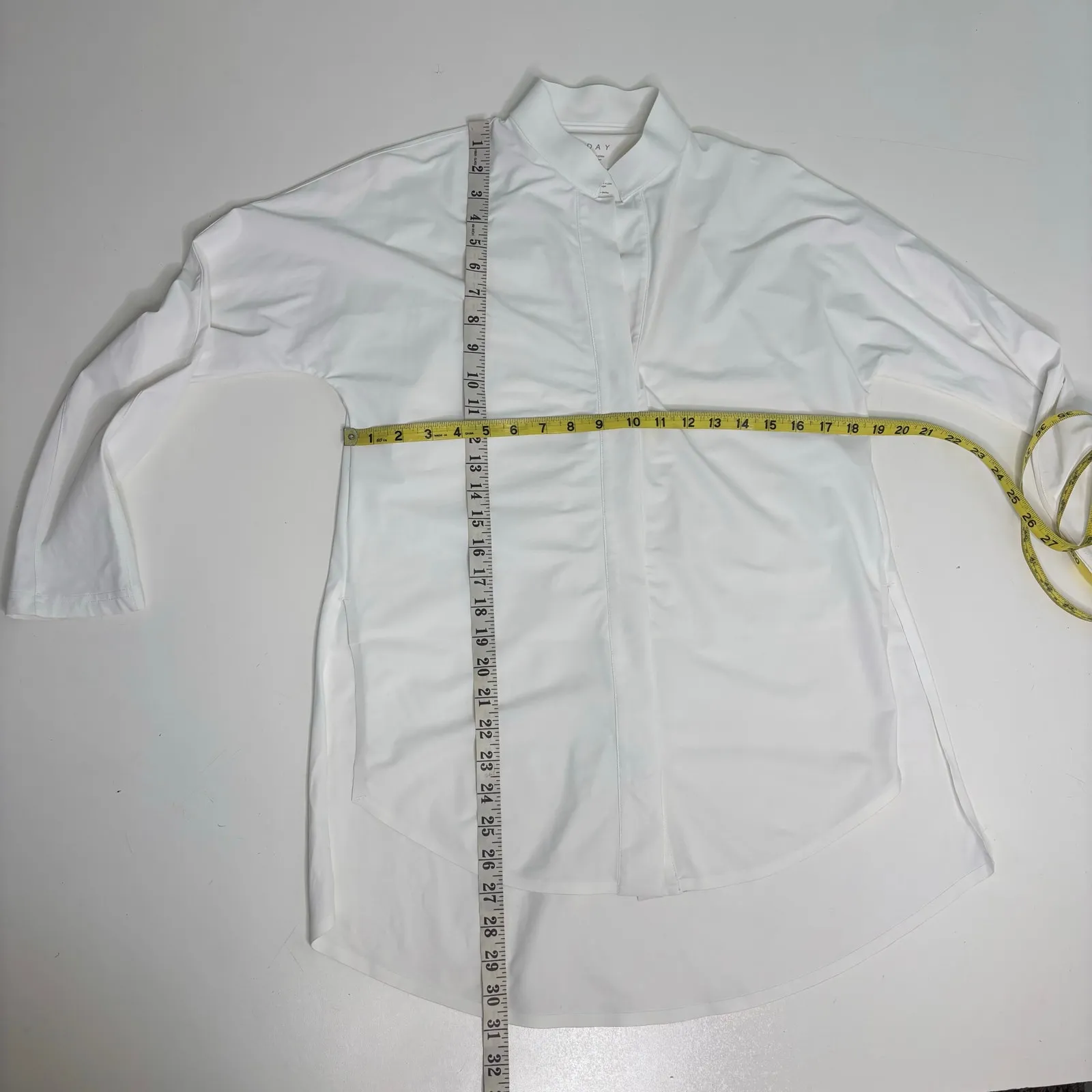 Aday Something Borrowed White Long Sleeve Button Up Tunic Top S - Image 3