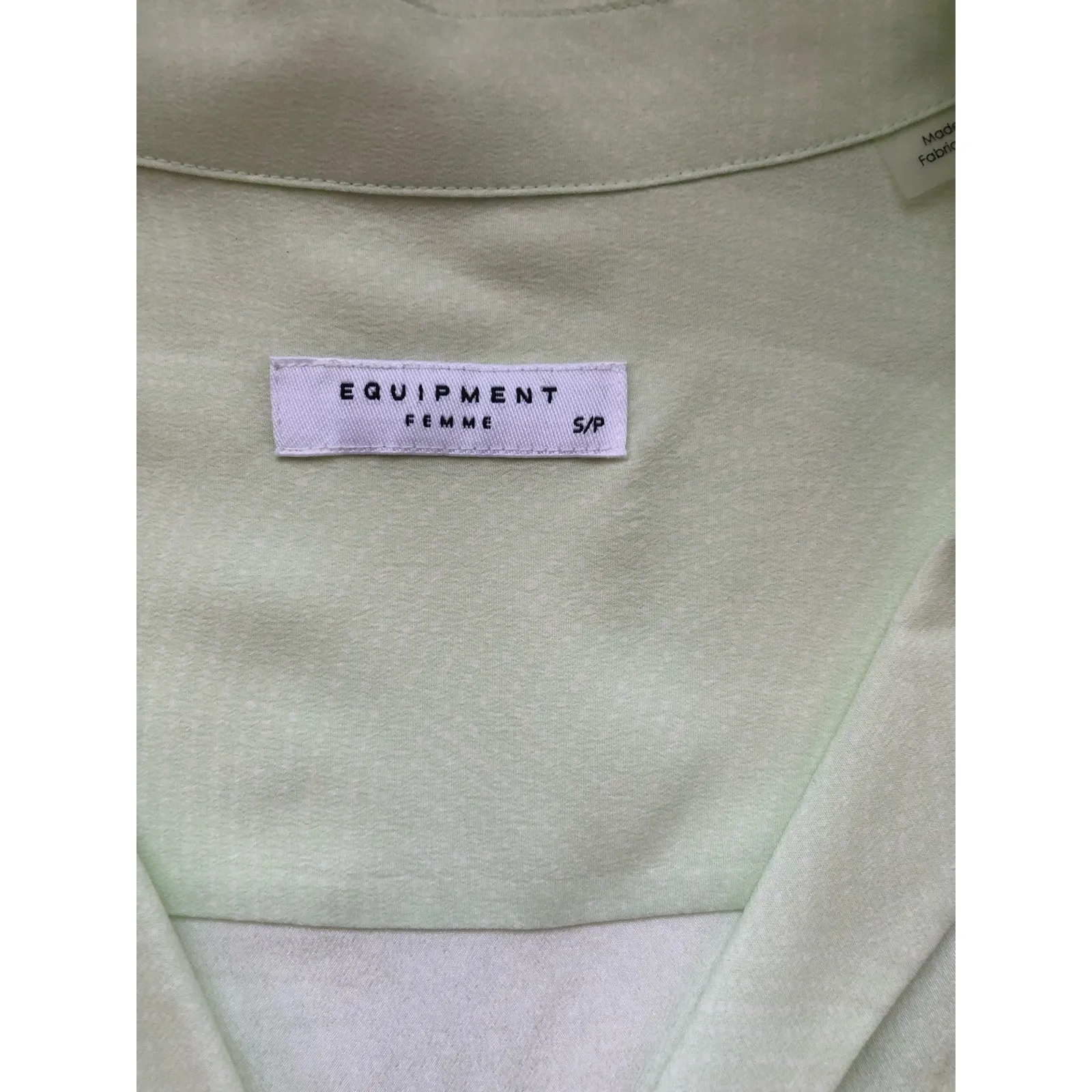 NWOT Equipment Notched Collar Long Sleeve Shirt in Pale Green Size S - Image 6