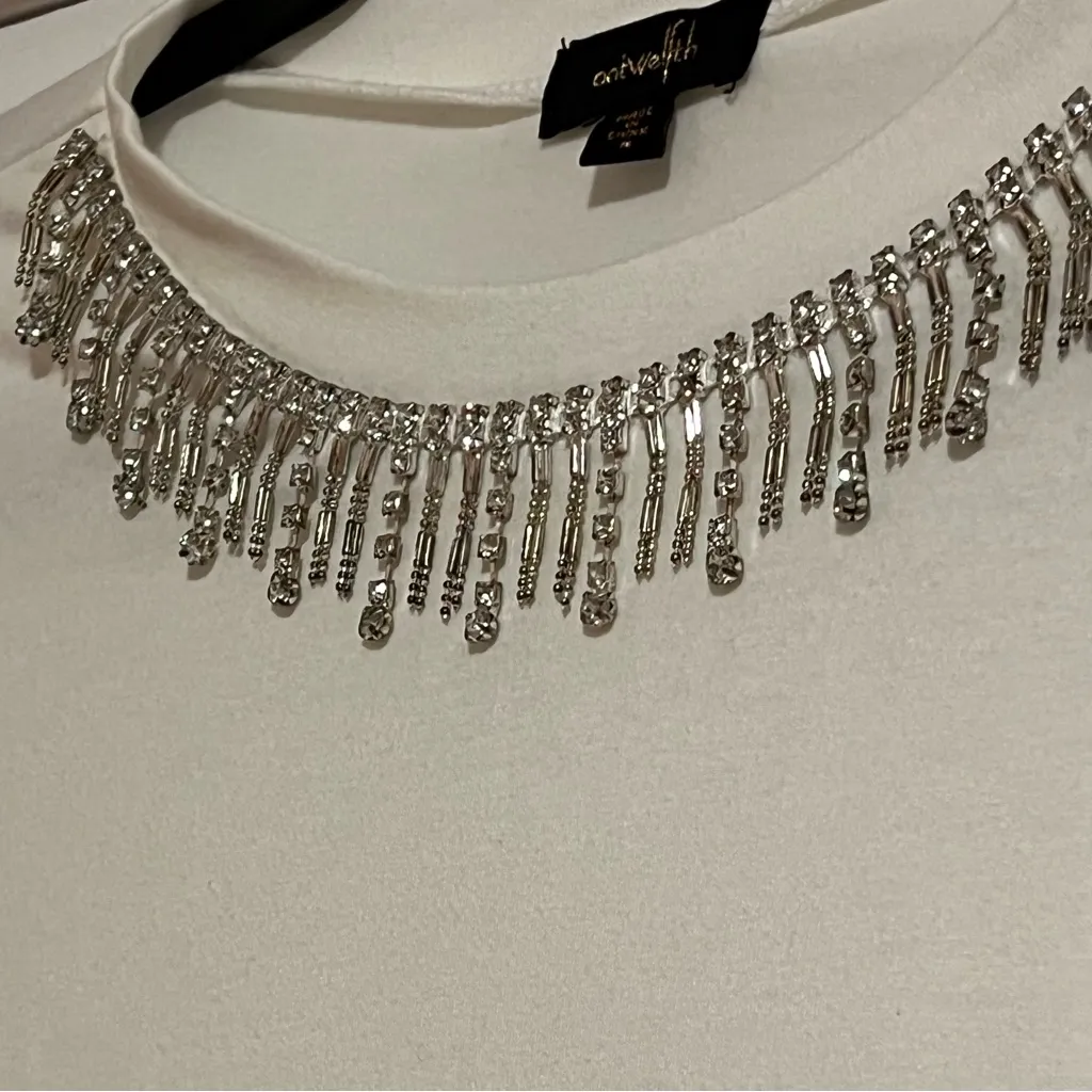 On Twelfth #172  RHINESTONE EMBELLISHED PUFF SLEEVE BLOUSE TOP SIZE MEDIUM - Image 5