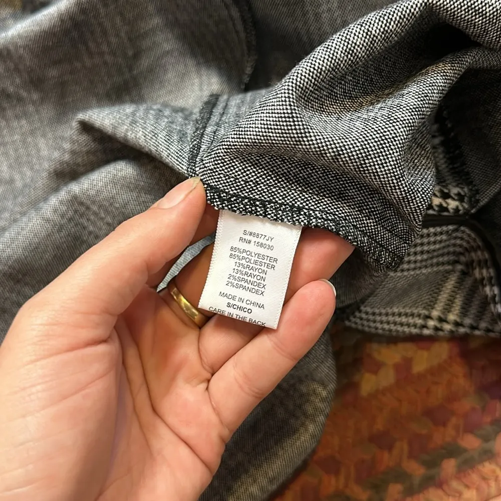 LOVE TREE HOUNDSTOOTH PLAID OPEN CARDIGAN LONG BLAZER - Image 4