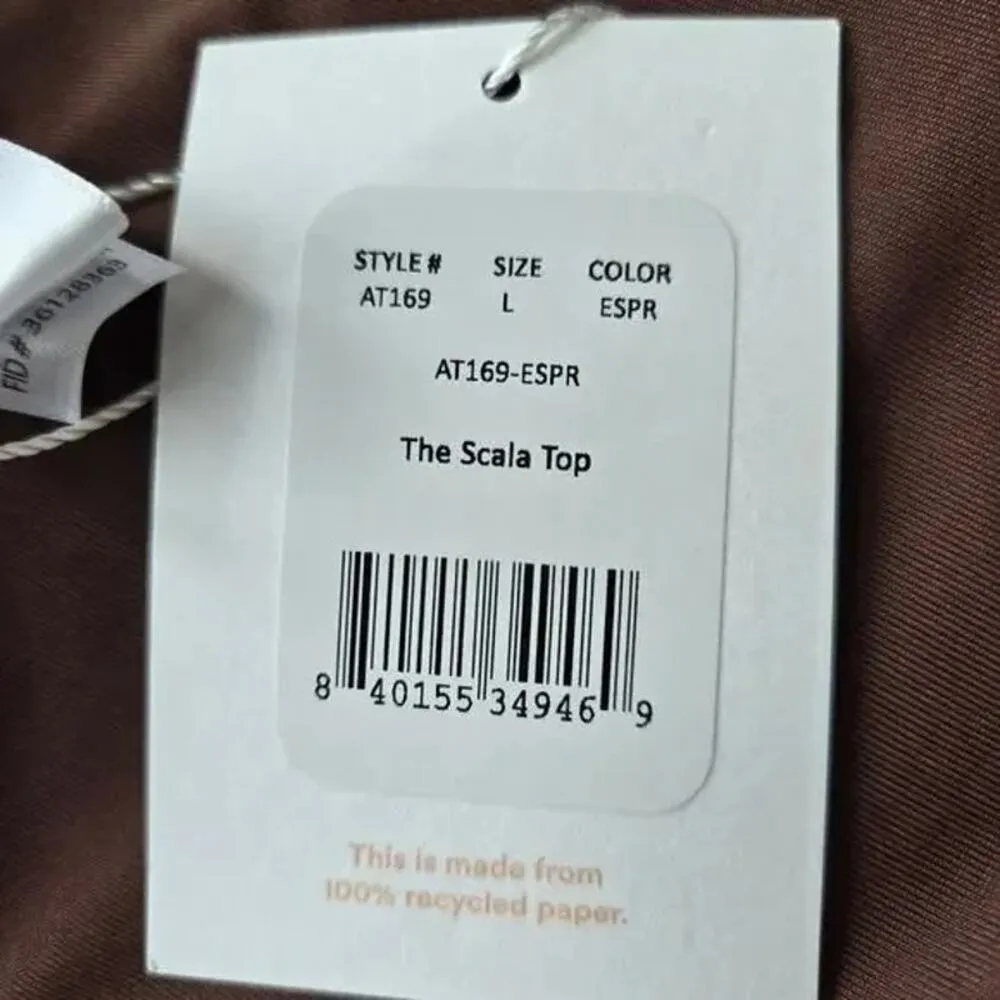 NWT Andie Swim The Scala Top Strapless Bandeau V Wire Bikini Top L Espresso - Image 8