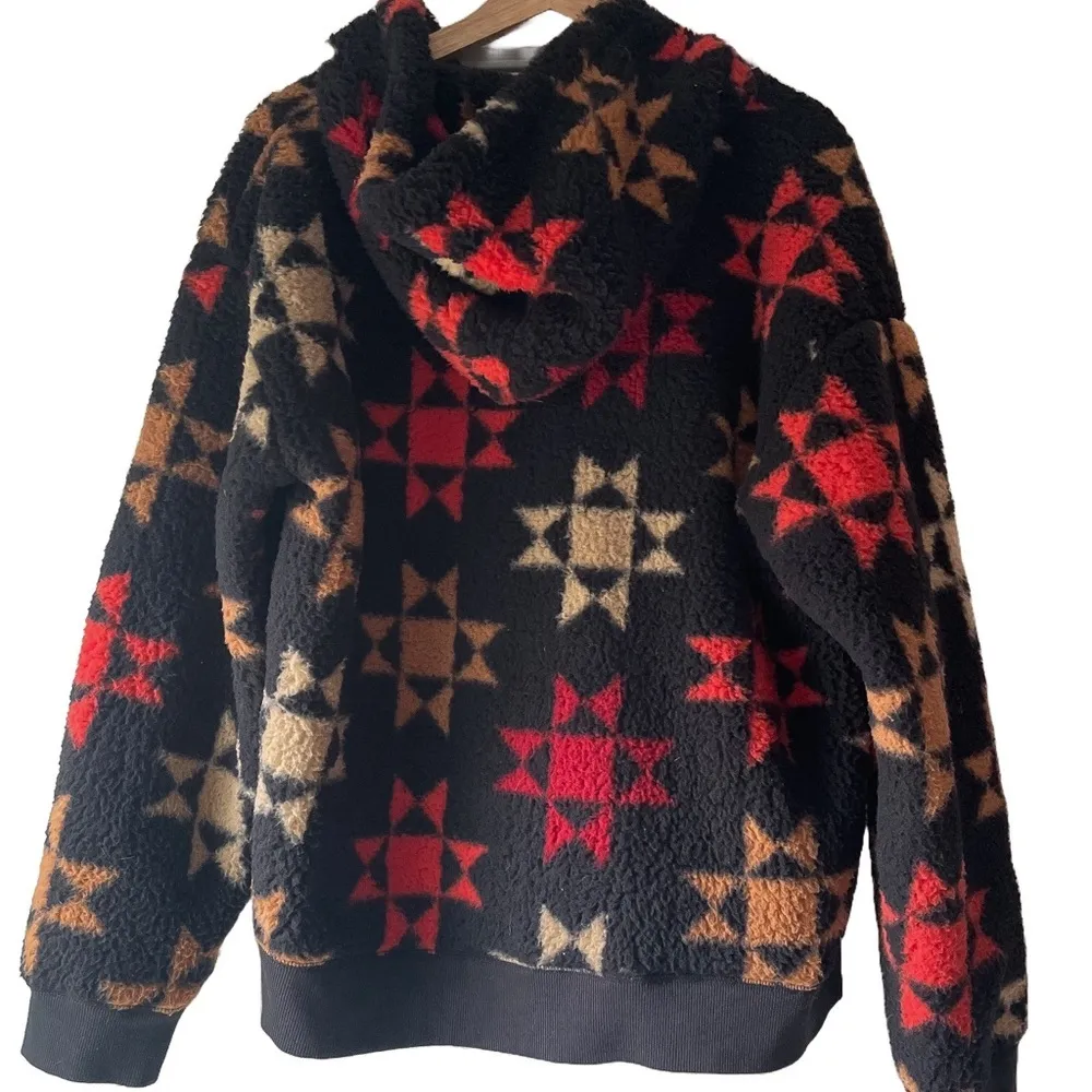Sonoma Black Star Pattern Fleece‎ Hoodie Size Large NWOT - Image 4