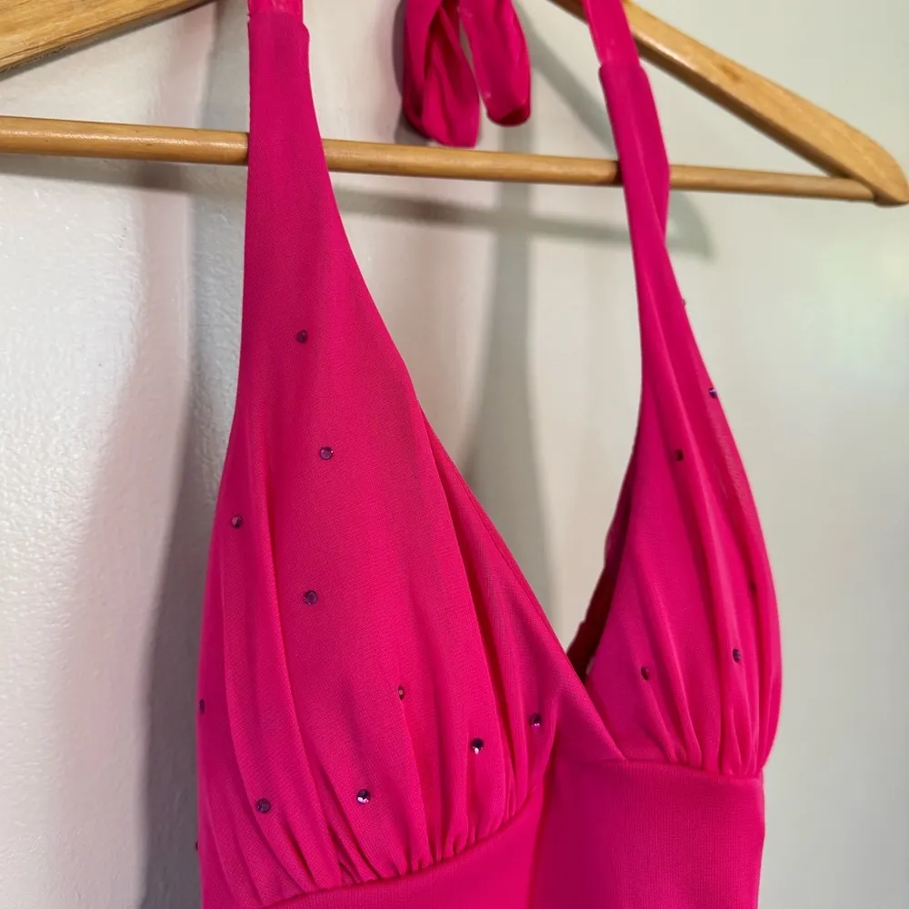 Taboo Pink  Ruffle Tiered Halter Dress Y2K - Image 3