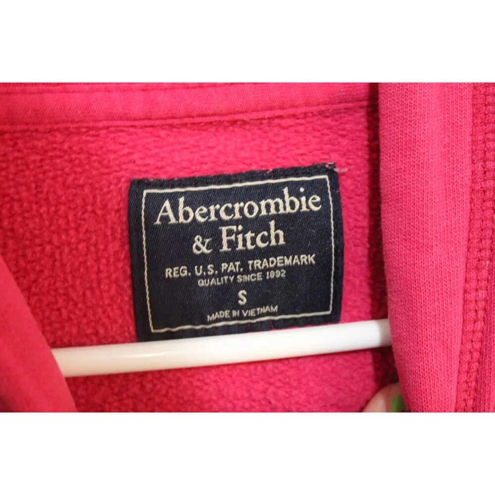 Womens Abercrombie & Fitch Pink Drawstring Graphic Hoodie Sweatshirt Size Small - Image 3
