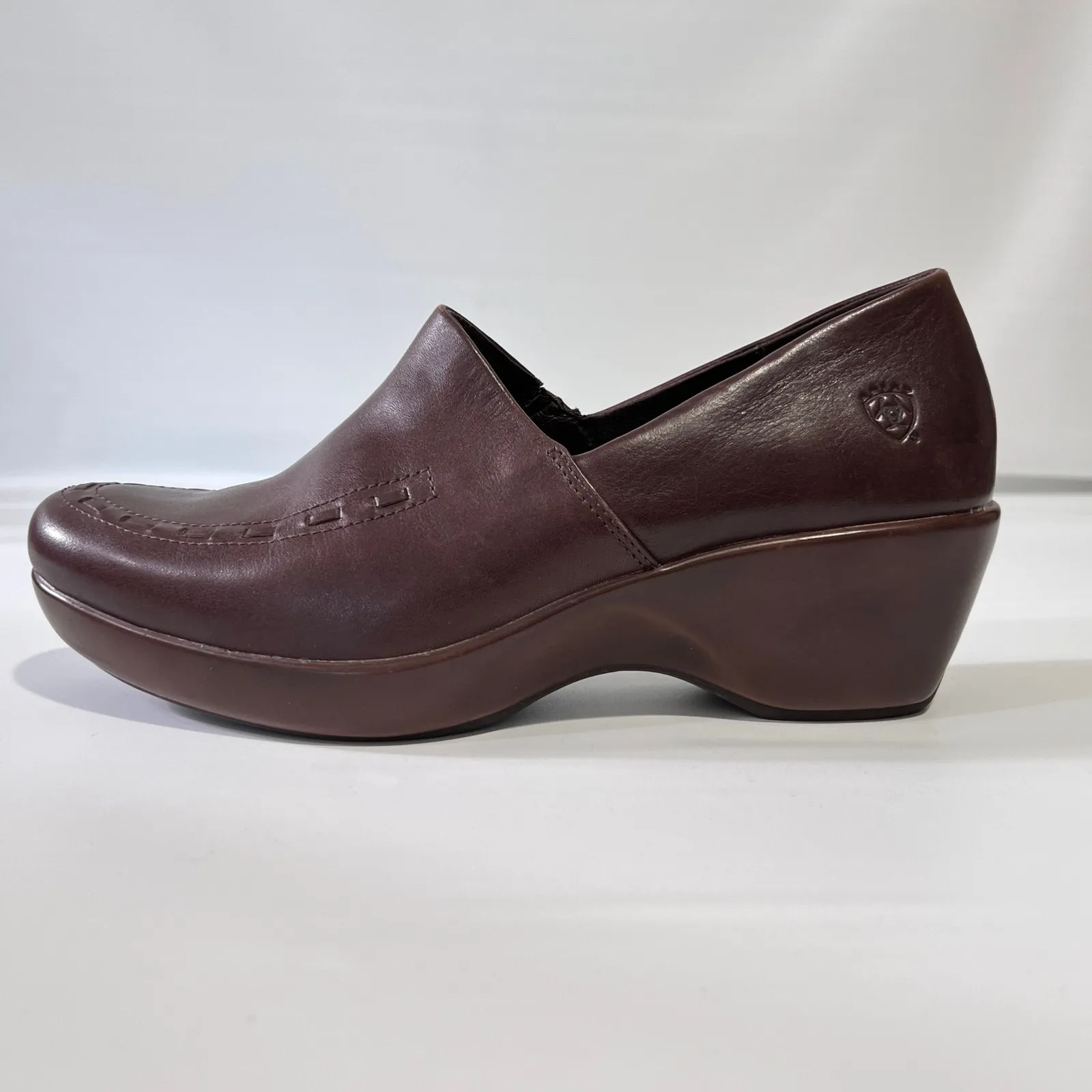 Ariat Brown Leather Wedge Loafer Slip-On Comfort Work Shoe Size‎ 9B Women's - Image 2