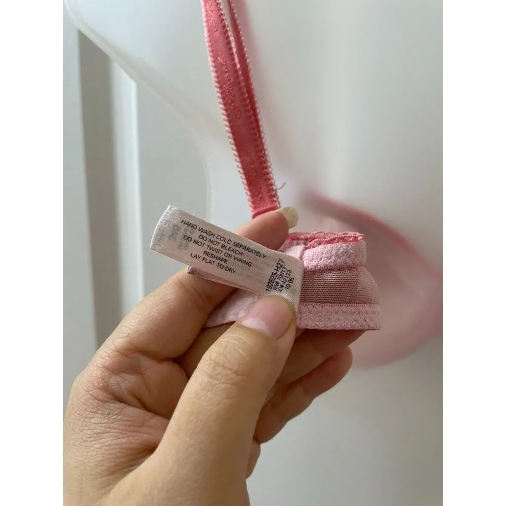 Victoria’s Secret Y2K Angels Lace Pink Convertible Bra 34B floral trim - Image 9