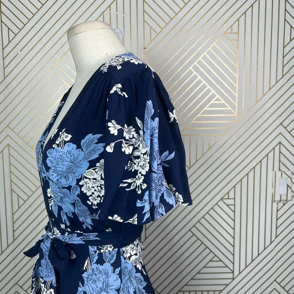 Privacy Please Plaza Floral Wrap Maxi Dress Athena Blue Size‎ US XS - Image 8