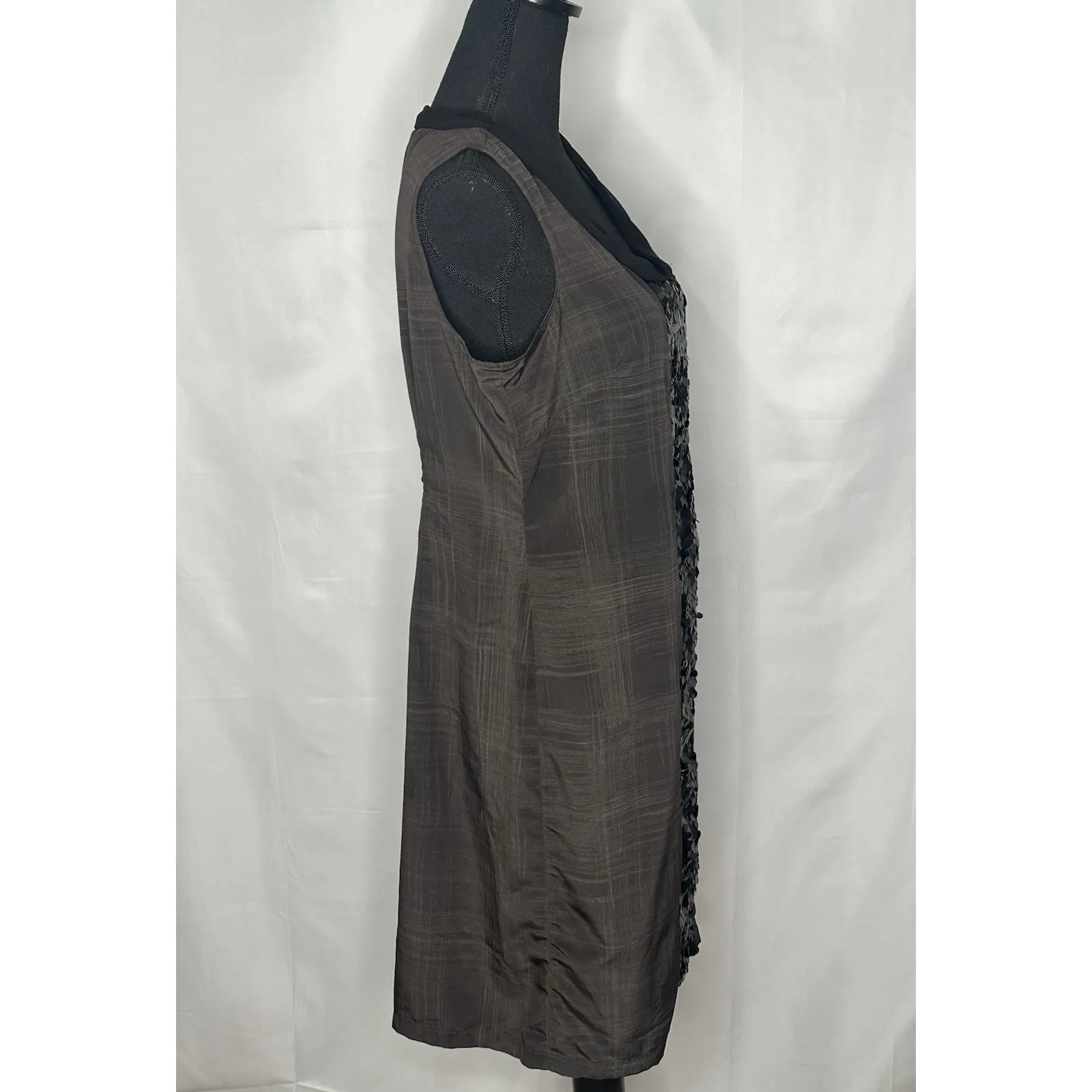 Simply Vera Vera Wang Women's Brown Sleeveless Shift Dress Size 10 - Image 4