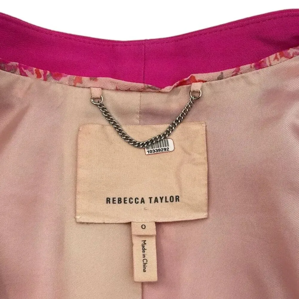 Rebecca Taylor Refined Suit‎ Jacket Blazer Hot Pink Size 0 - Image 8