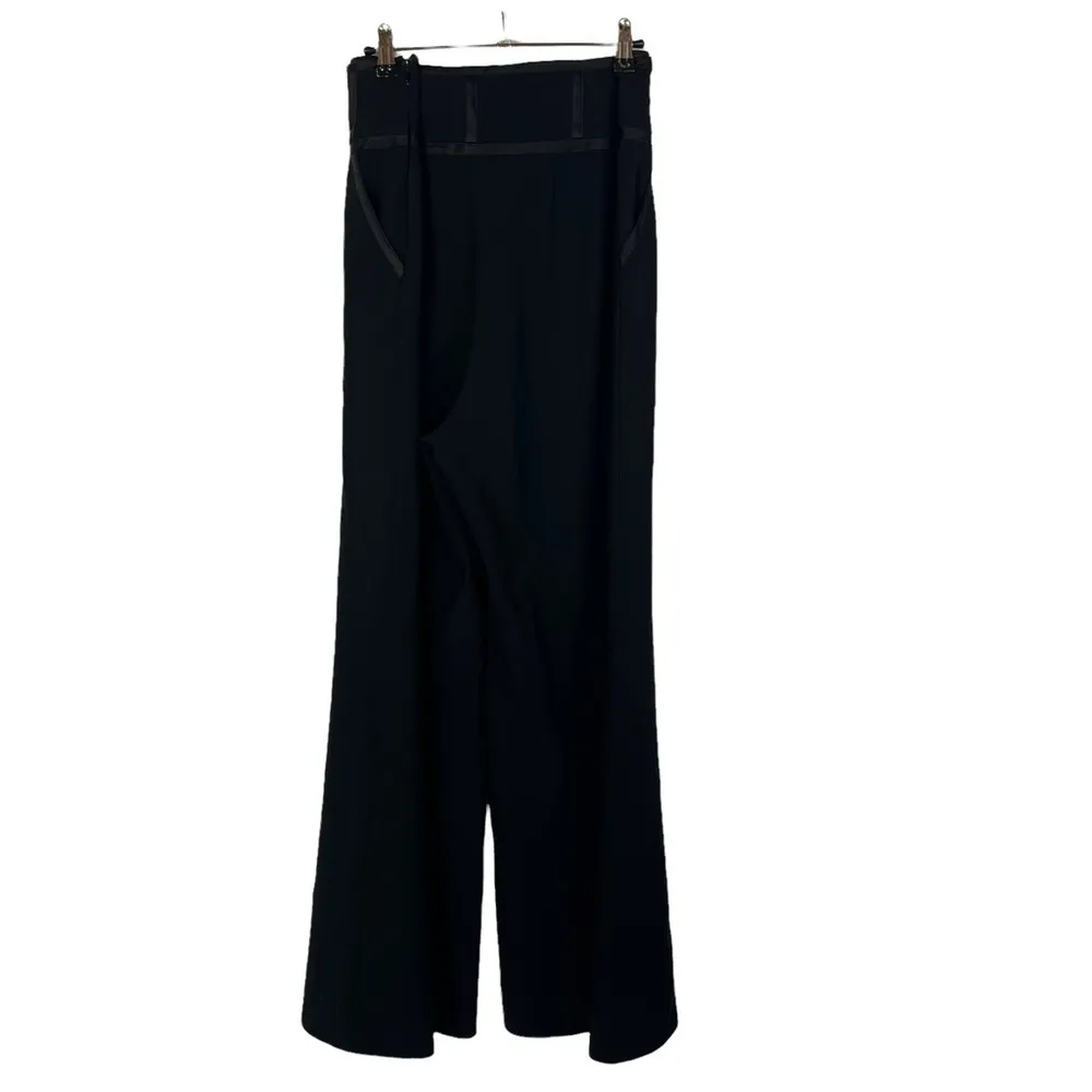 St. John Black Wide Leg Satin Trim Dress Pants 14 - Image 2