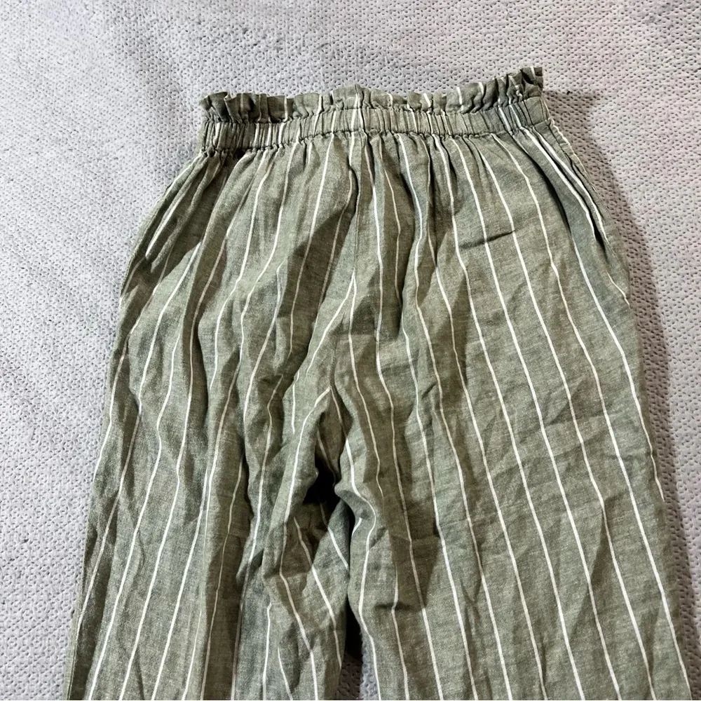 BeachLunchLounge Green & White Striped Cotton & Linen Blend Casual Pant XS NWT - Image 7