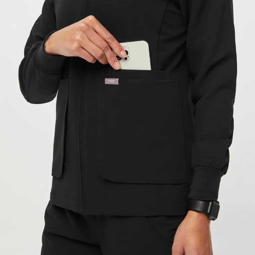 Figs Sebina Scrub Jacket in Black, Size X-Small - Image 5