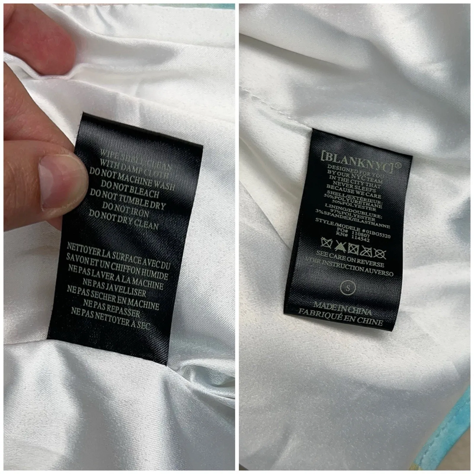 BLANK NYC Tie Dye Faux leather S Fringe Moto Jacket Pastel Multicolor Blue - Image 10