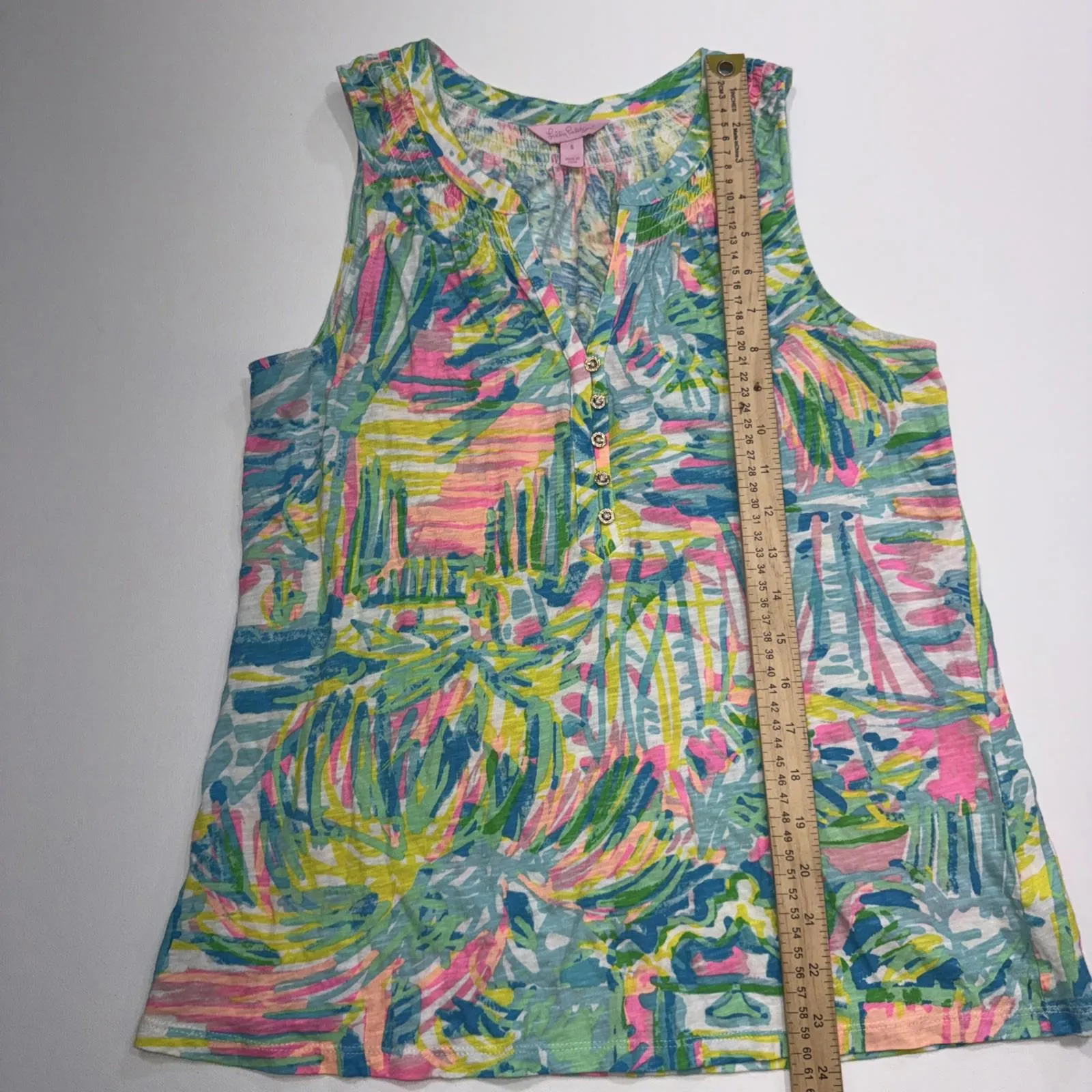 Lilly Pulitzer Essie Sun Floral Preppy Designer Beach Tropical Tank Blouse Small - Image 2
