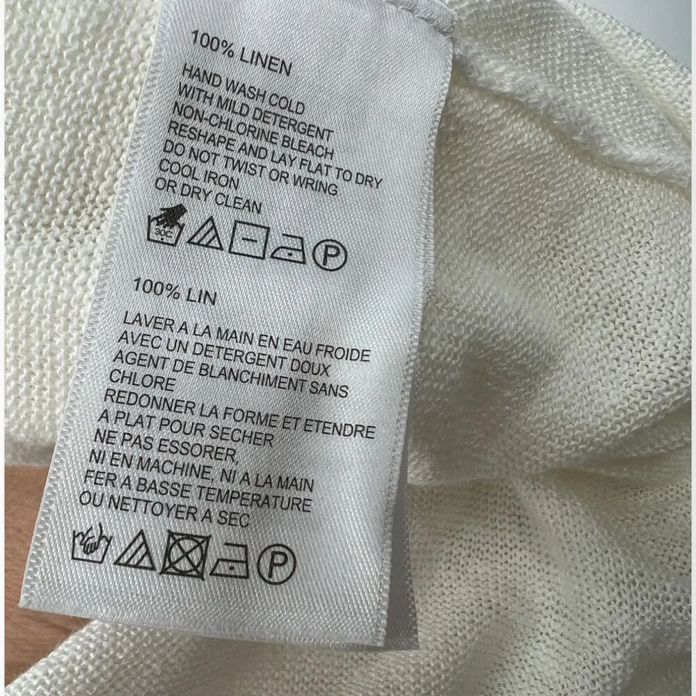 Tommy Bahama  | L | Paloma 100%  Linen Draped Cardigan, White Open Front Knit - Image 6