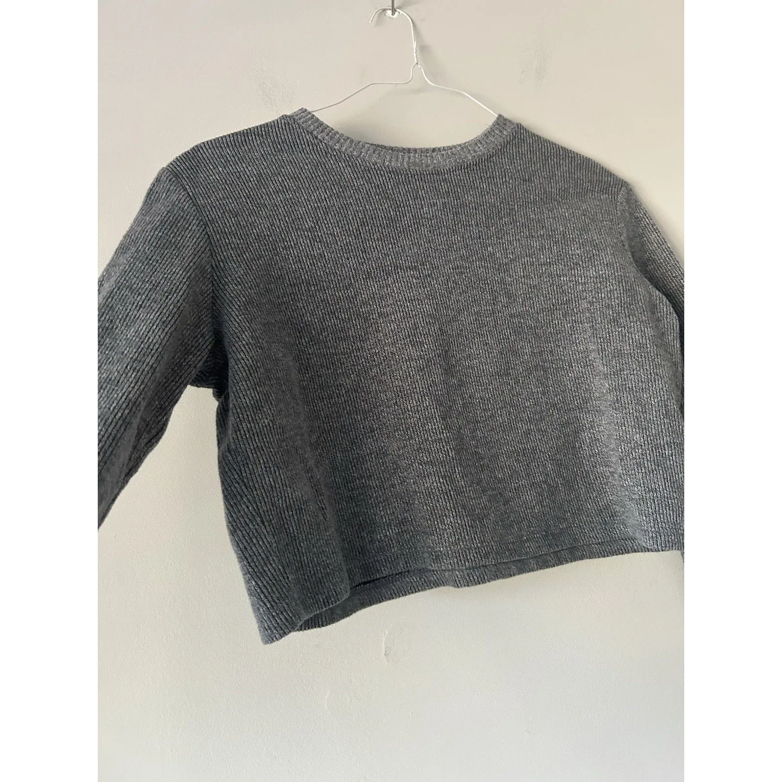 Zara Women’s Cropped Dark Grey Knit Sweater Size Small Casual Cozy - Image 8