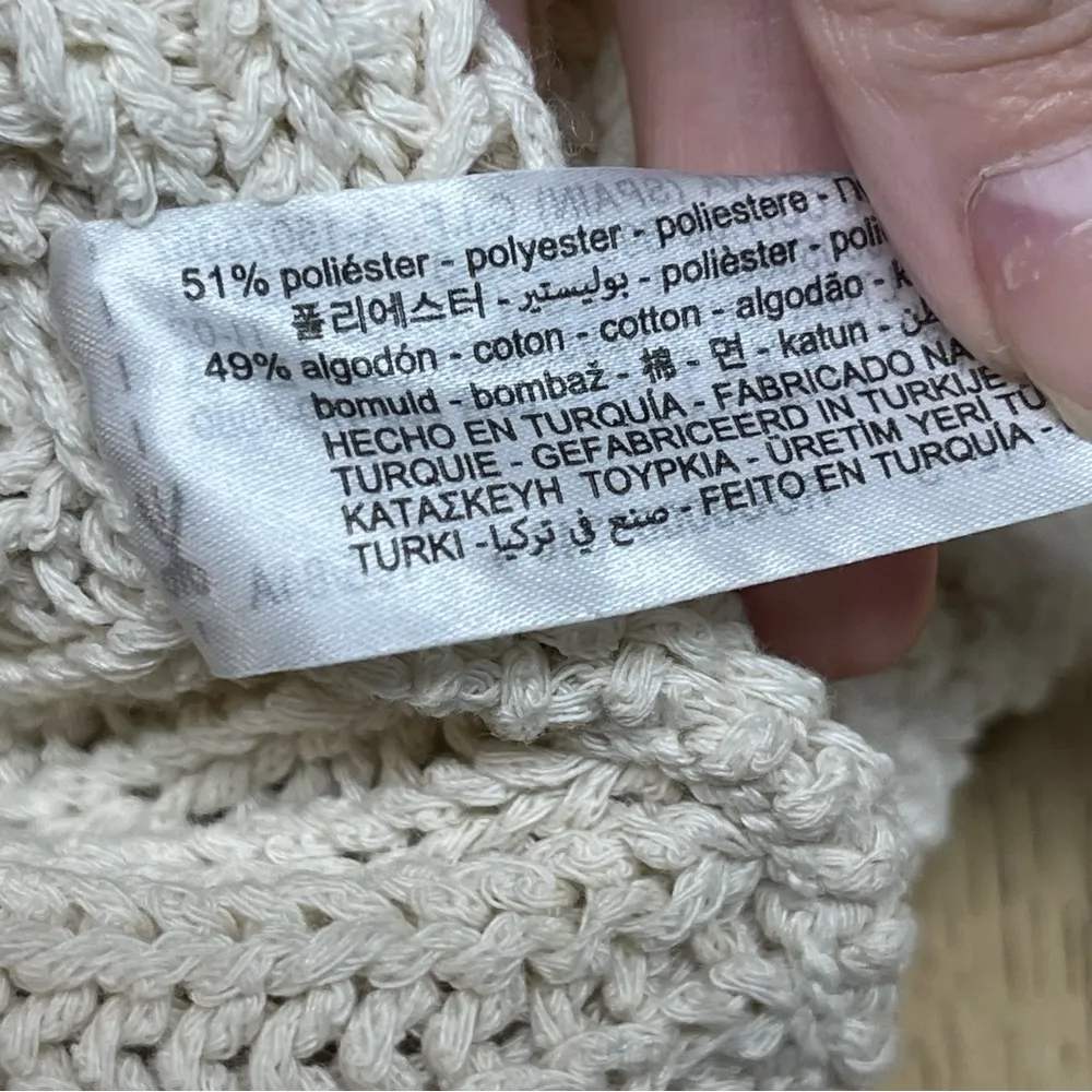 Zara Oversized Open Knit Ecru Sweater Cream Natural Size Small Long Sleeve - Image 13