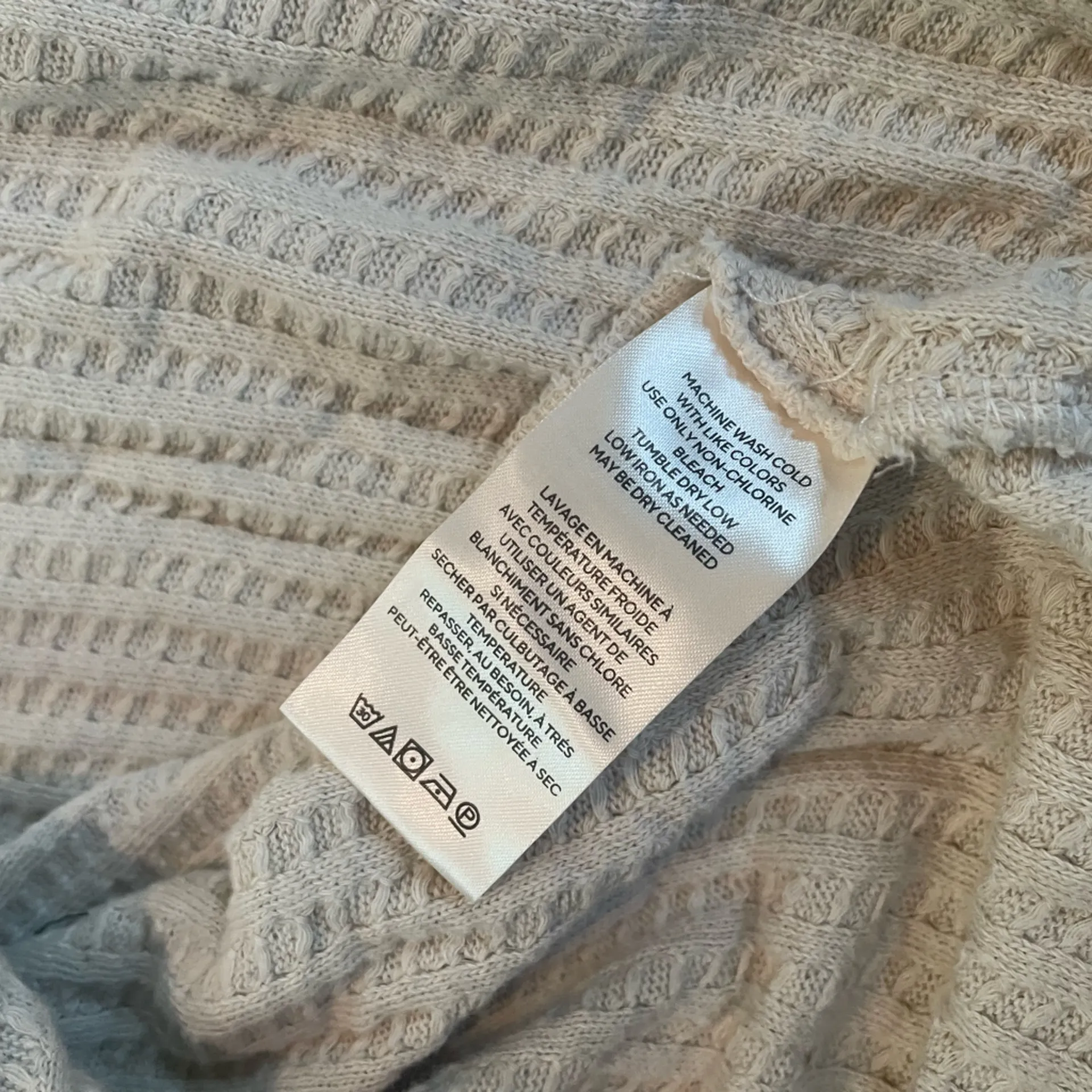 Free People Waffle Knit Juicy Thermal in Stone Cold Beige — Size Small - Image 9