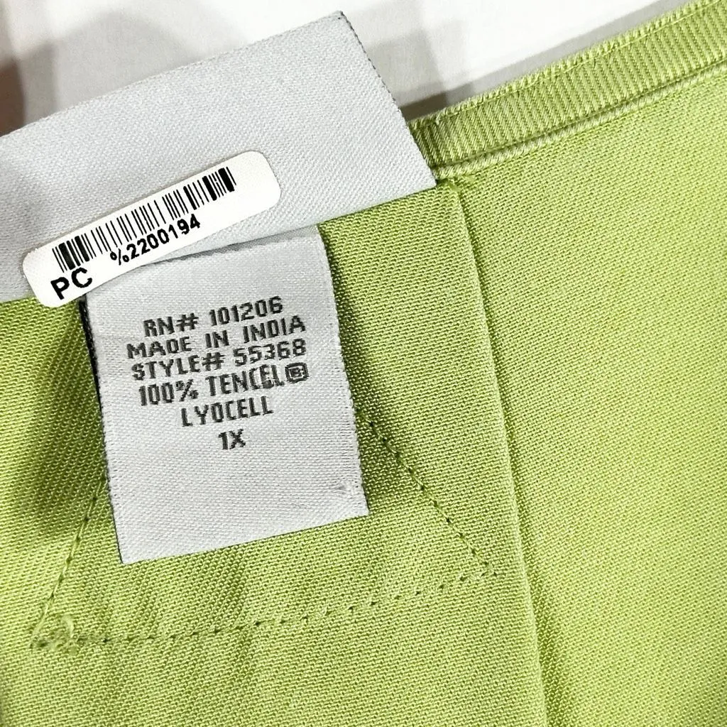 Soft Surroundings Plus Size 1X Top Light Green V Neck Pearl Button Lyocell 1618 - Image 8