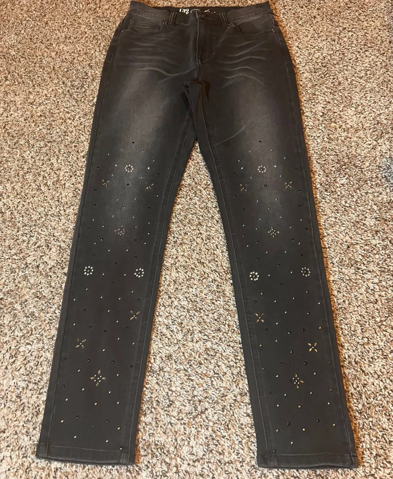 D2G Diane Gilman Studded Jeans Black Wash Embellished Women's Size 4 - Image 1
