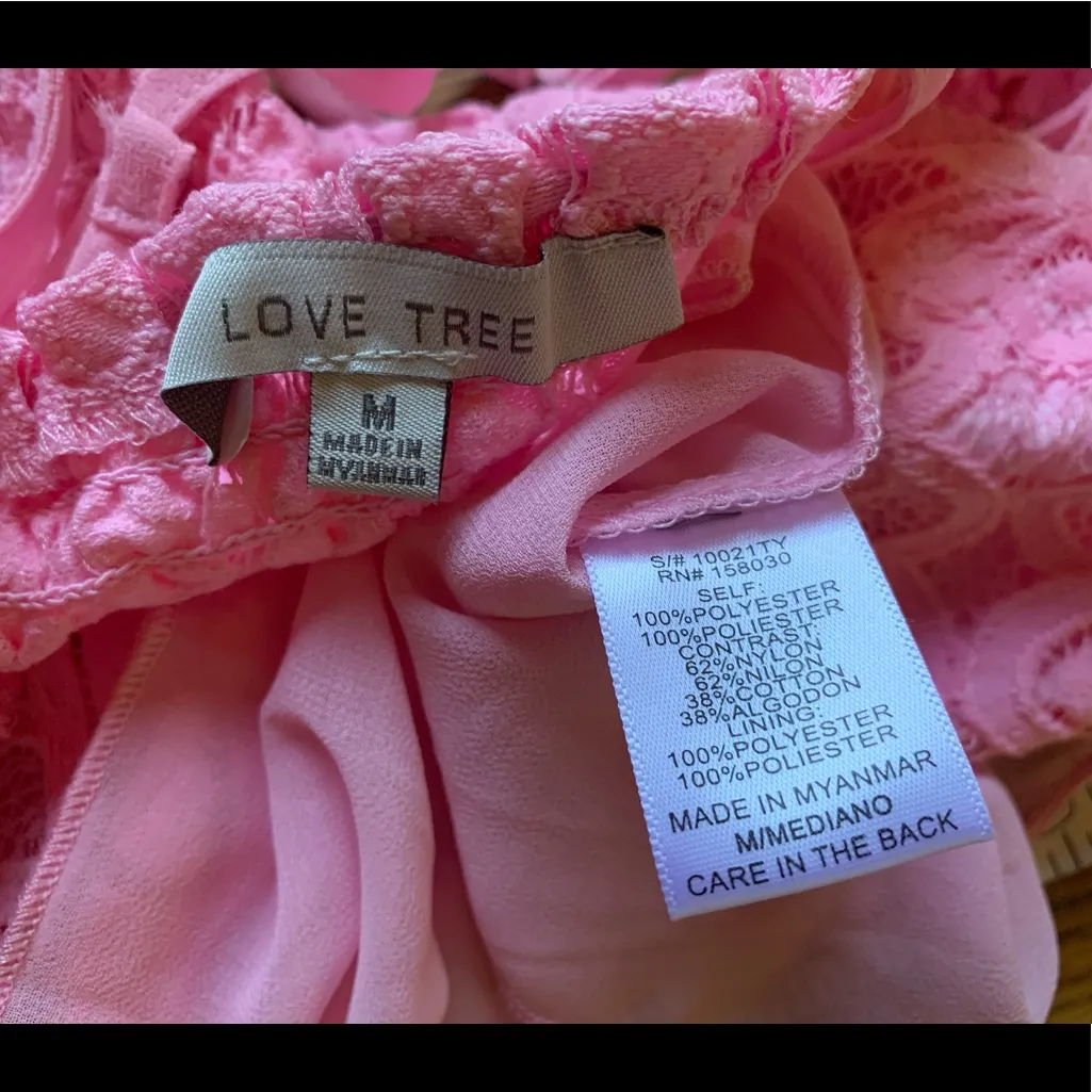 Lace cami top babydoll style top in pink size M - Image 6