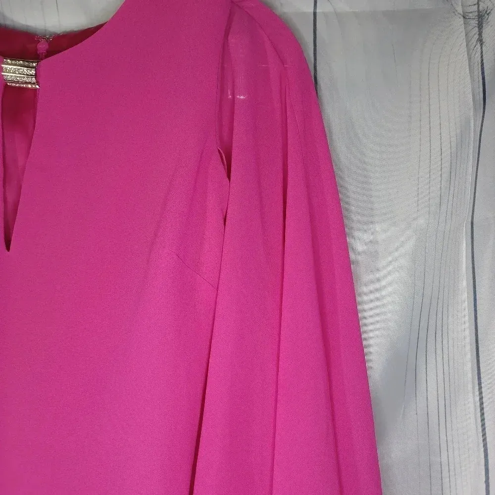 Vince Camuto Hot Pink layered chiffon Flounce dress size 8 - Image 3