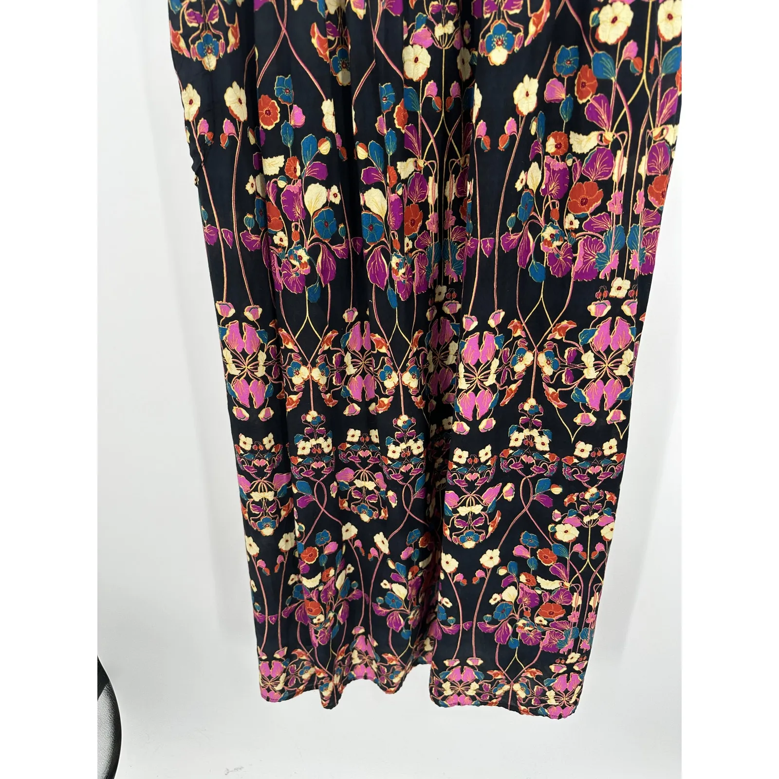 Anthropologie Women Quilted Dark Floral Boho Maxi Dress Size 2X Boho Long Summer - Image 5